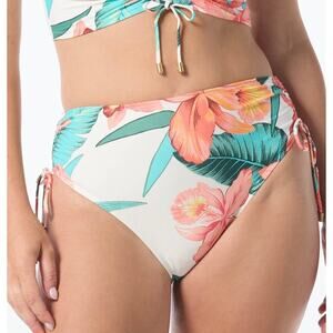 Coco Reef Island Flora Inpire Shirred High Waist Bikini Bottom S NWT